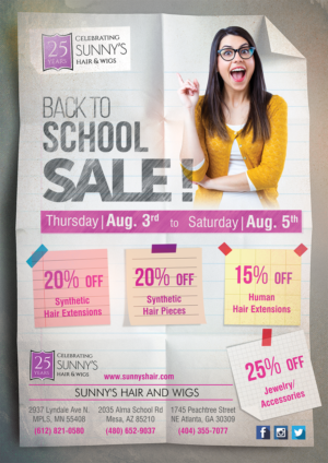 Flyer Design by Akshar Shailesh for Sunny's Hair and Wigs | Design: #15257478