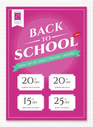 Flyer Design by sun_design for Sunny's Hair and Wigs | Design: #15219653