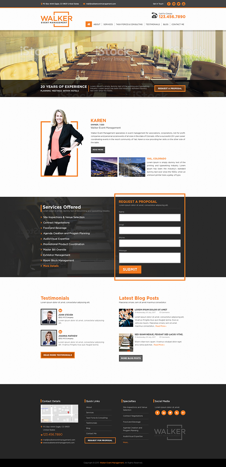 Web-Design von AJ3664 für Walker Event Management | Design #15331558