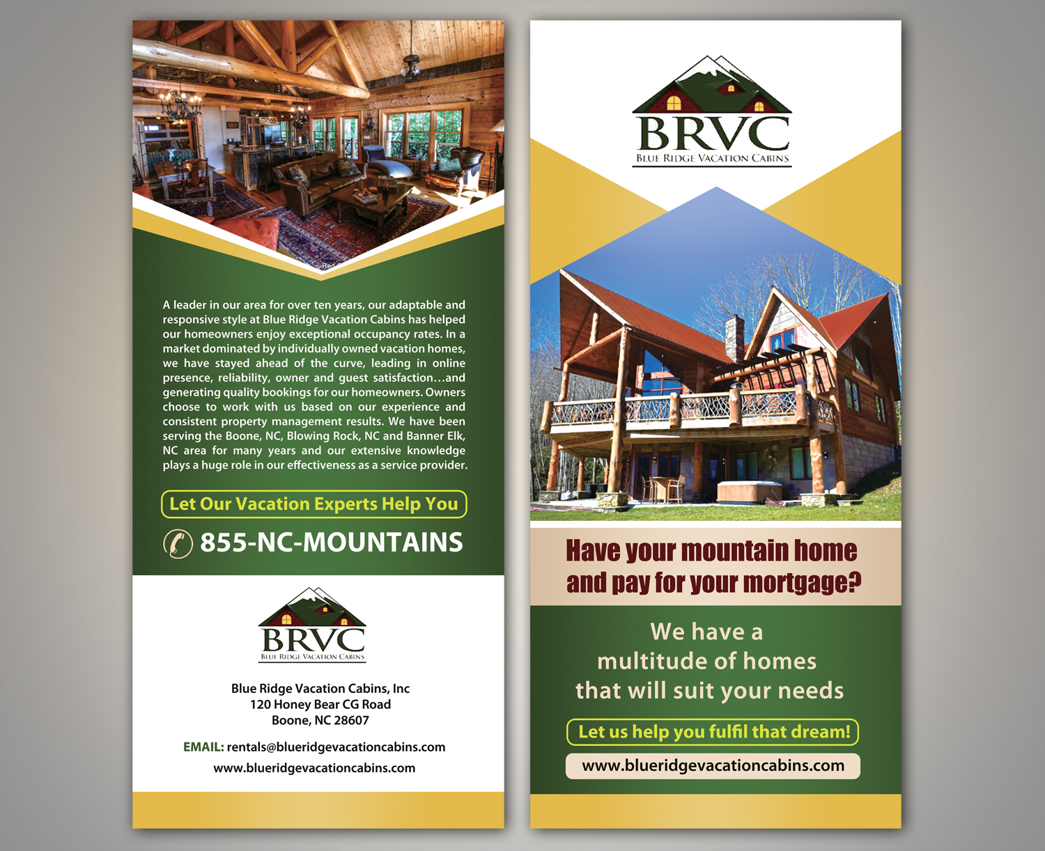 Flyer Design by Deepak_9_Malhotra for Blue Ridge  Vacation Cabins | Design #15238765