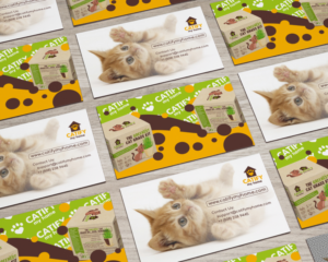 Cat-products company needs smart, yet endearing, business card | Business Card Design by Zhor Signatures