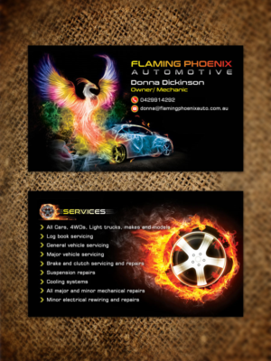 Business Card Design by Sandaruwan for Flaming Phoenix Automotive | Design #15453990