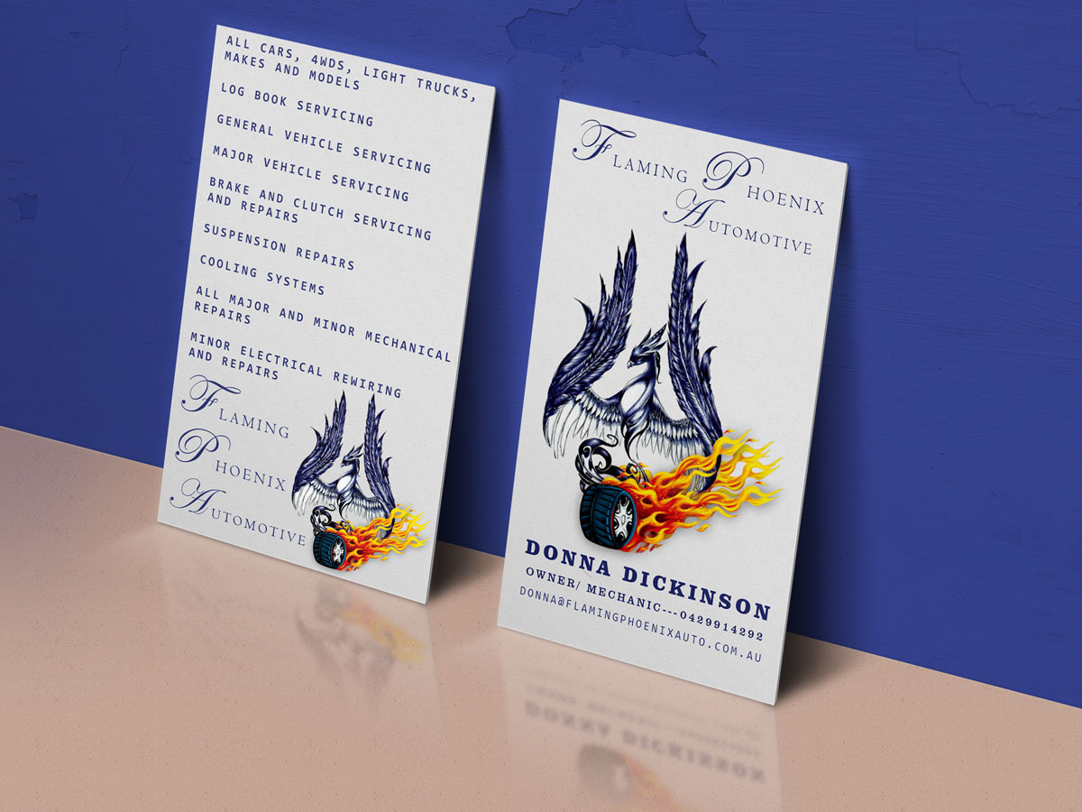 Business Card Design by Buddy Caprice for Flaming Phoenix Automotive | Design #15482673