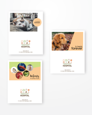 3 Sympathy Cards for Veterinary Hospital | Stationery Design by JK18