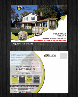 Postcard Design by ecorokerz for Prestige Home Solutions | Design: #15323135
