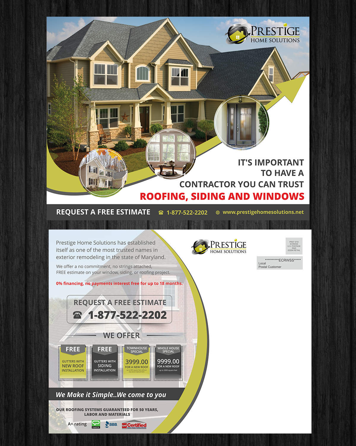 Design de Carte Postale par ecorokerz pour Prestige Home Solutions | Design #15329243