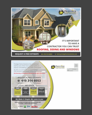 Postcard Design by ecorokerz for Prestige Home Solutions | Design: #15362594