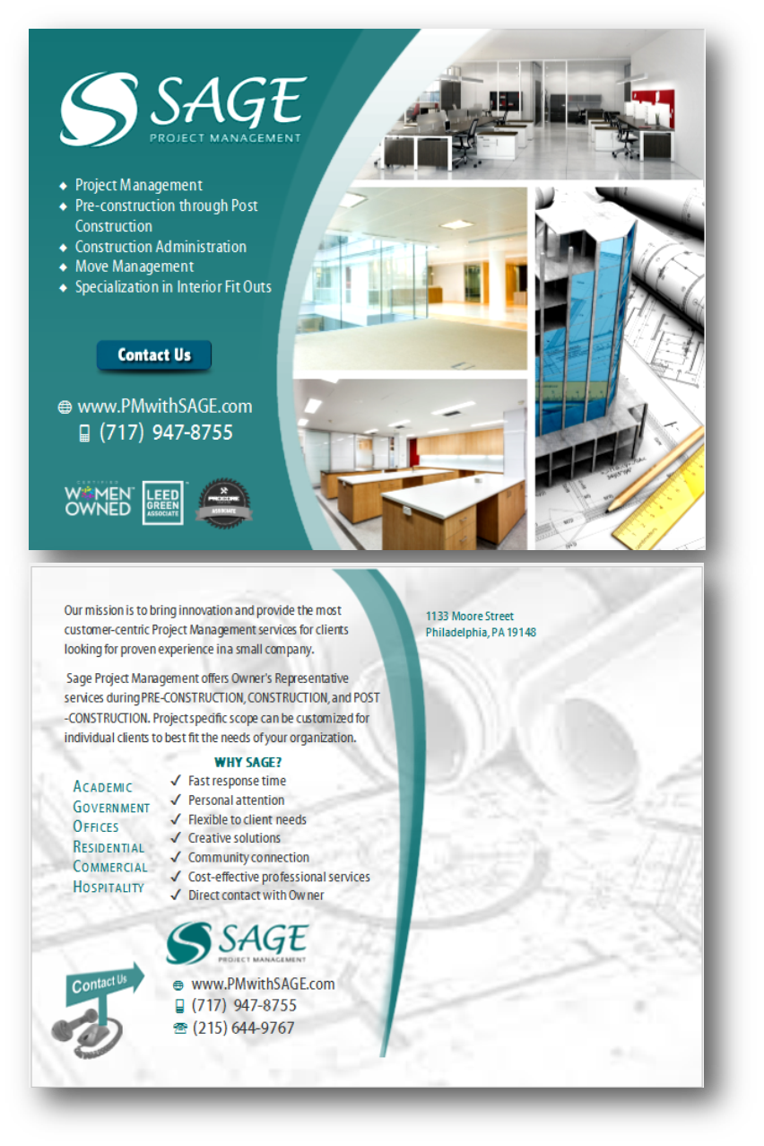 Postcard Design by citygirl17 for Sage Project Management | Design #15261288