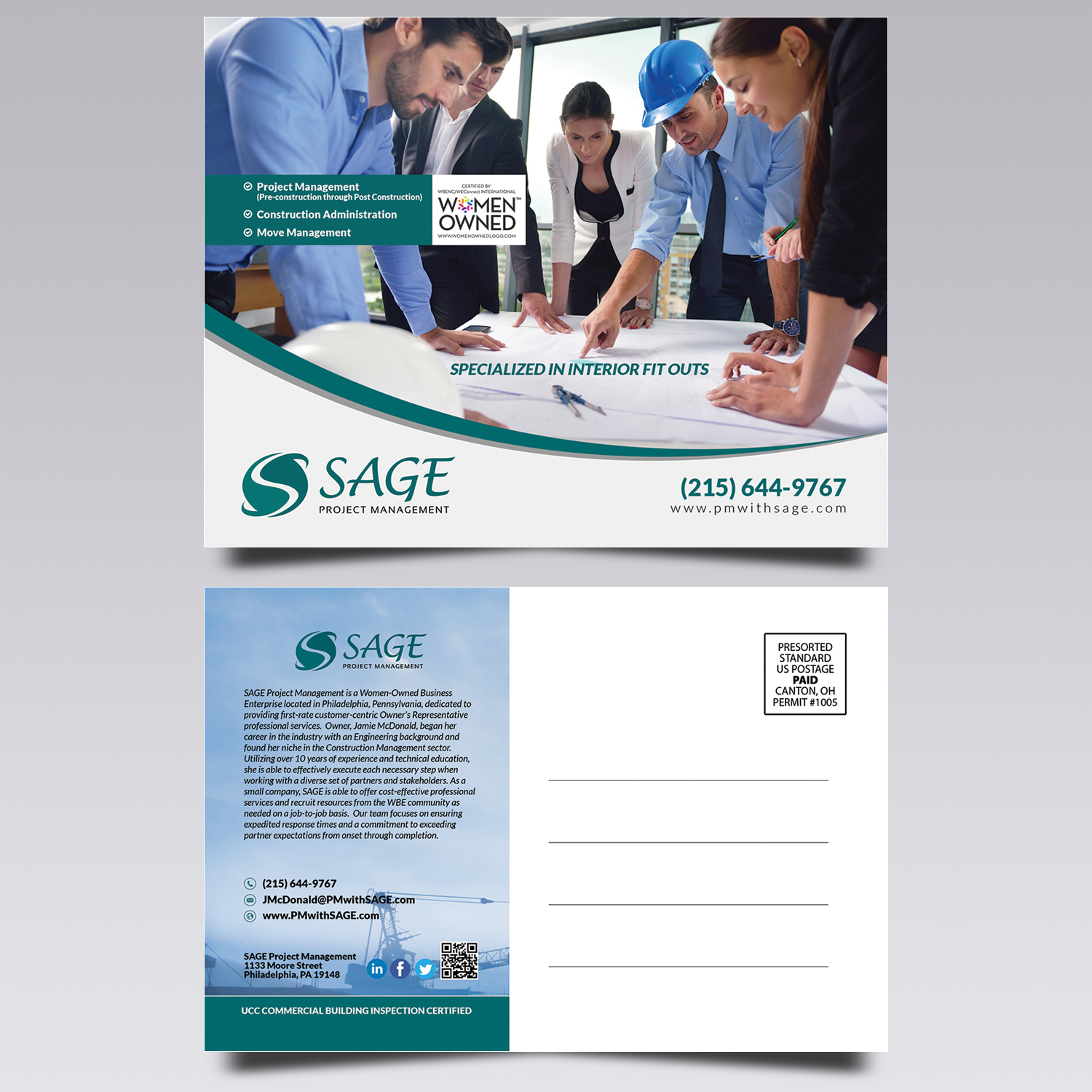 Postcard Design by VEGA-Designs for Sage Project Management | Design #15251690