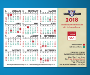 Peoples Pharmacy 2018 Calendar | Diseño de Impresos por netbill00