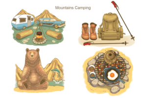 Eight Camping - Summer and Mountains illustrations