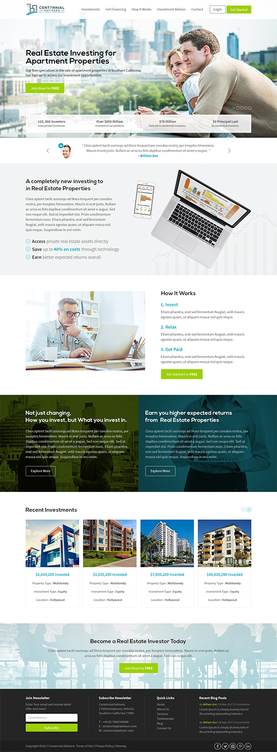 Wordpress Design by RupalTechno for Centennial Advisers | Design #15405620