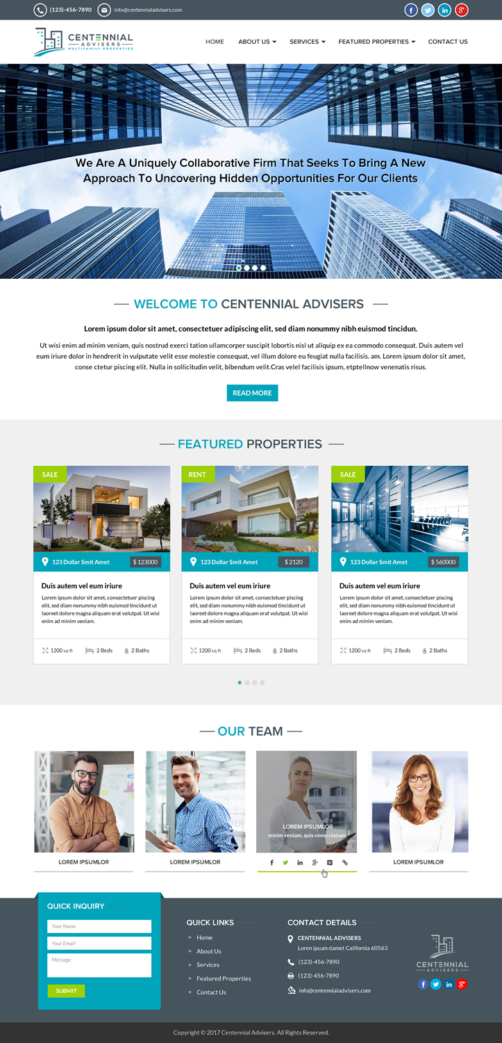 Wordpress Design by Sbss for Centennial Advisers | Design #15414368