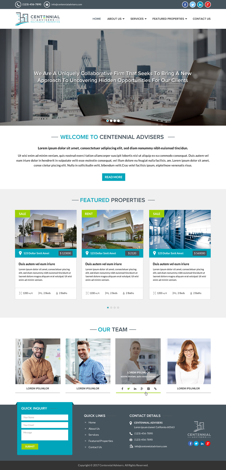 Wordpress Design by Sbss for Centennial Advisers | Design #15414369
