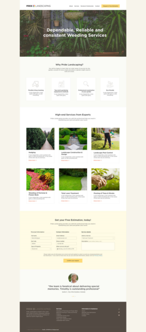Design de Page d'Accueil par WYSIWYG pour Pride Landscaping | Design : #15310060