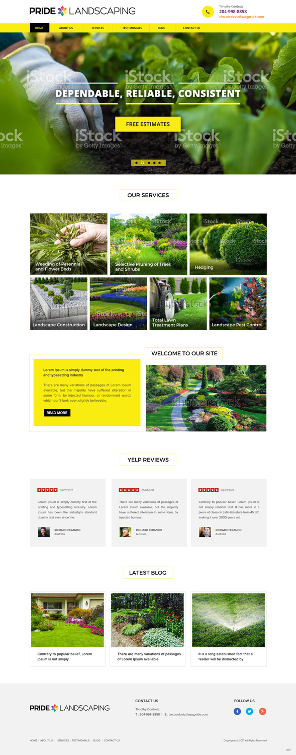 Landing Page Design by pb for Pride Landscaping | Design #15304744