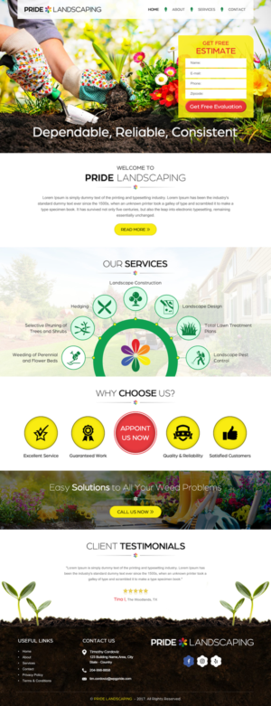 Landing Page Design by rightway for Pride Landscaping | Design: #15363312