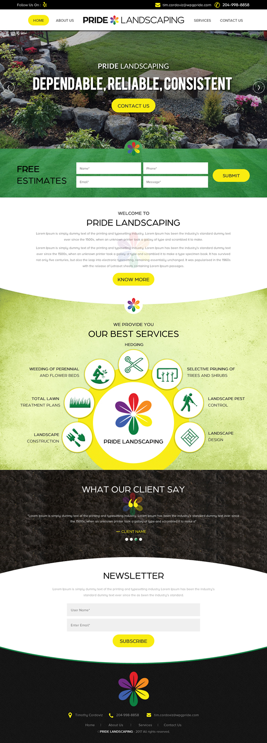 Landing Page Design by rightway for Pride Landscaping | Design #15363317