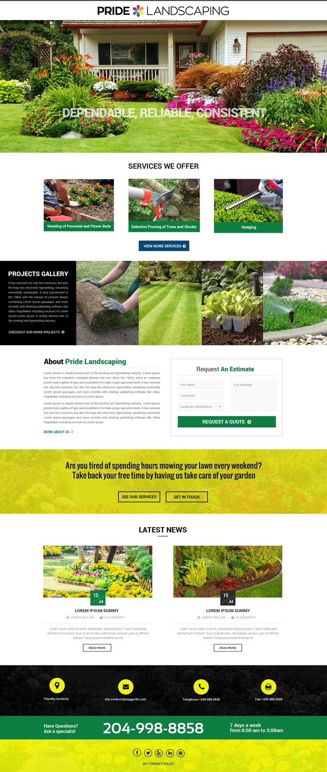 Landing Page-Design von Dream Logo Design für Pride Landscaping | Design #15306706