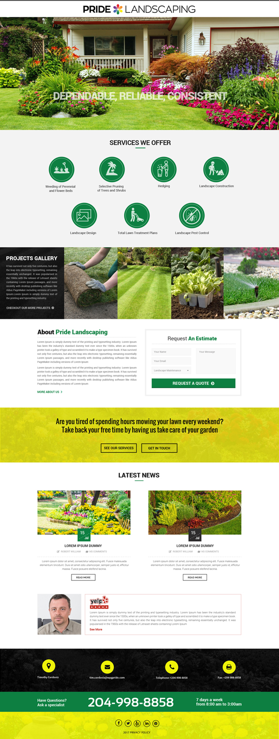 Design de Page d'Accueil par Dream Logo Design pour Pride Landscaping | Design #15319050