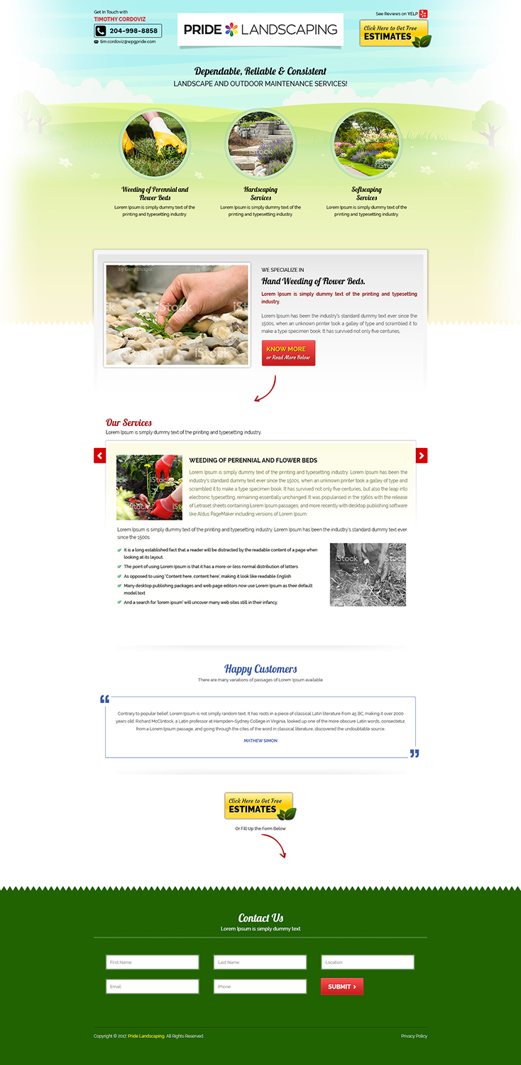 Landing Page-Design von AJ3664 für Pride Landscaping | Design #15328427