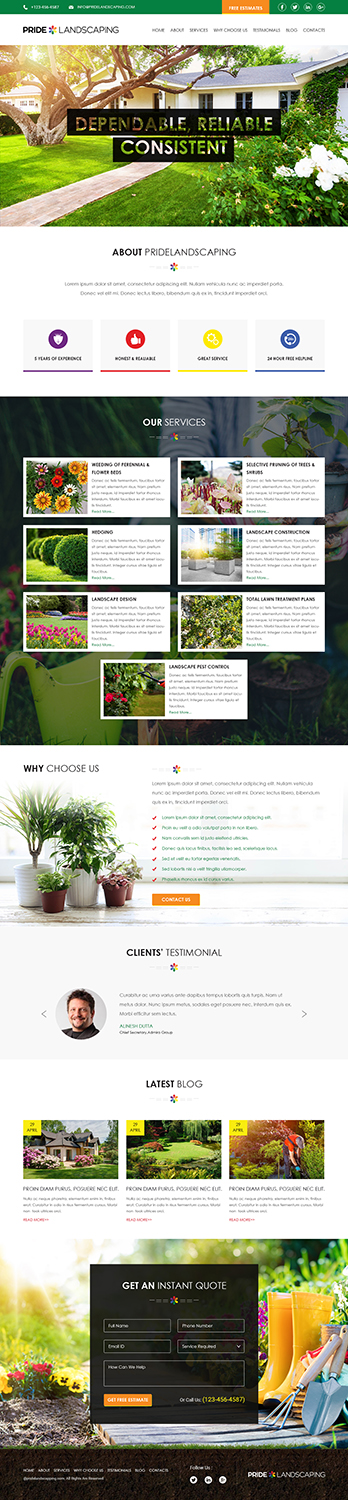 Landing Page Design by Tpith for Pride Landscaping | Design #15327980