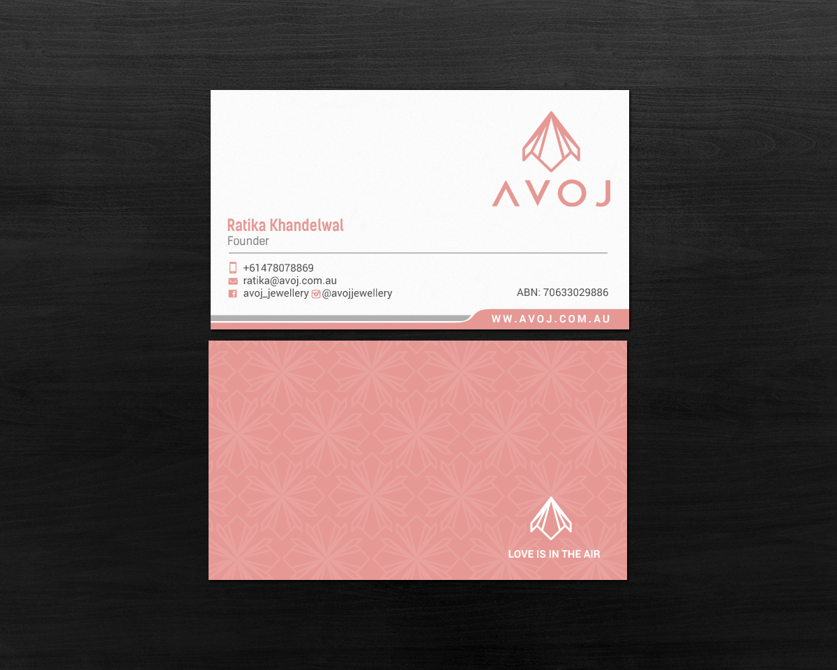 Business Card Design by chandrayaan.creative for AVOJ | Design #15363471