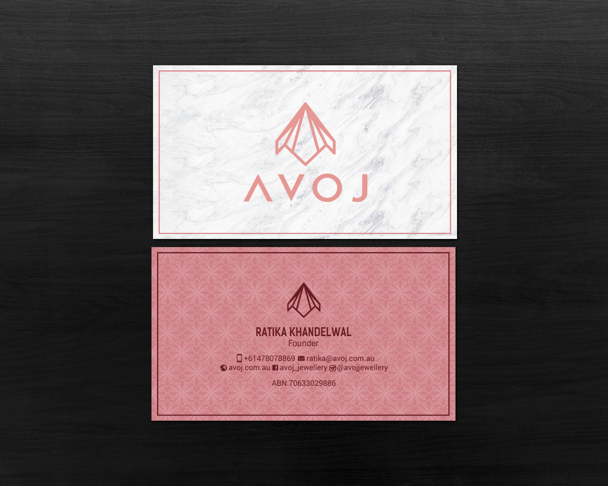 Business Card Design by chandrayaan.creative for AVOJ | Design #15363477