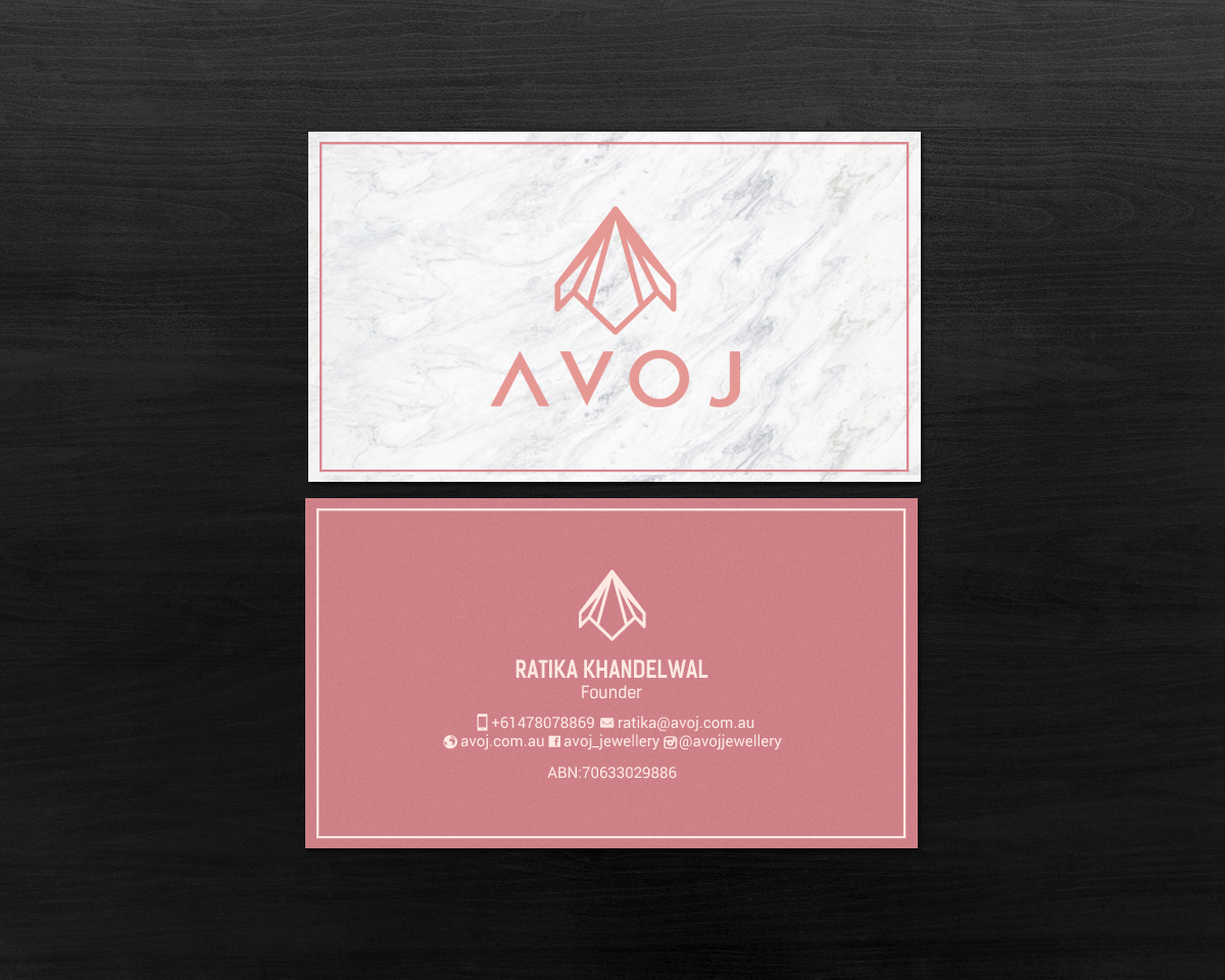Business Card Design by chandrayaan.creative for AVOJ | Design #15363479