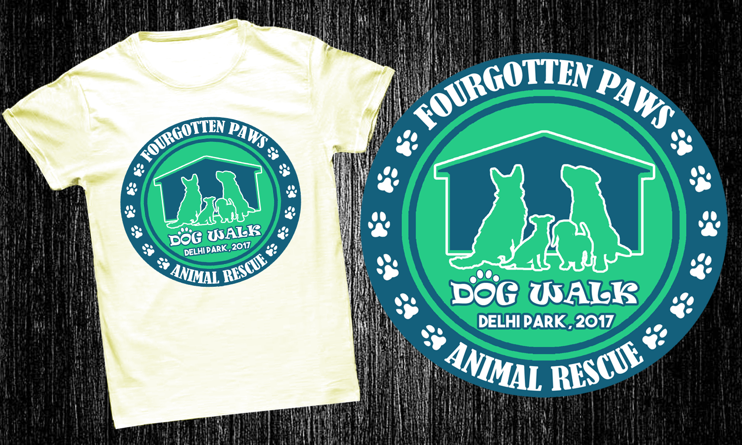 T-shirt Design by Priyanta Sanyal for Fourgotten Paws | Design #15394350
