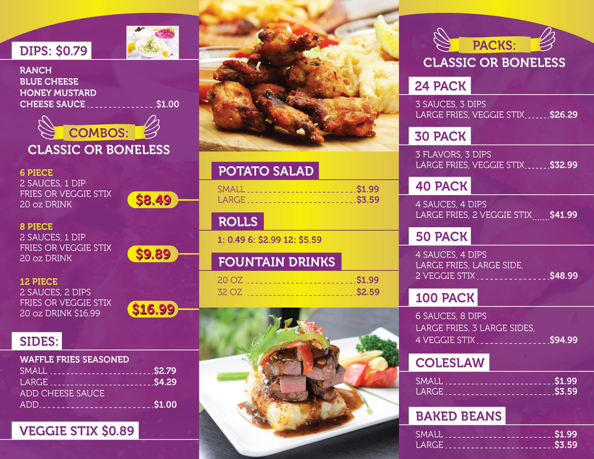 Menu Design by Impressive Solutions for Wings2Geaux | Design #15377466