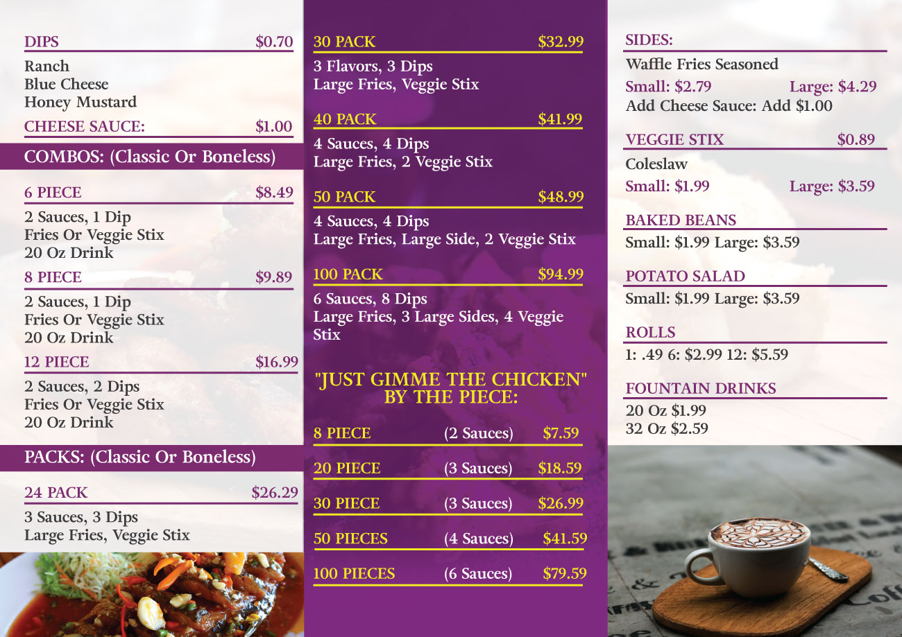 Menu Design by Impressive Solutions for Wings2Geaux | Design #15377487