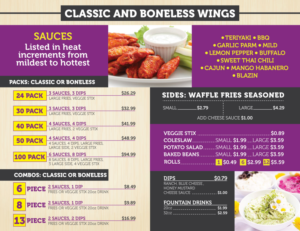 Menu Design by Impressive Solutions for Wings2Geaux | Design: #15390858