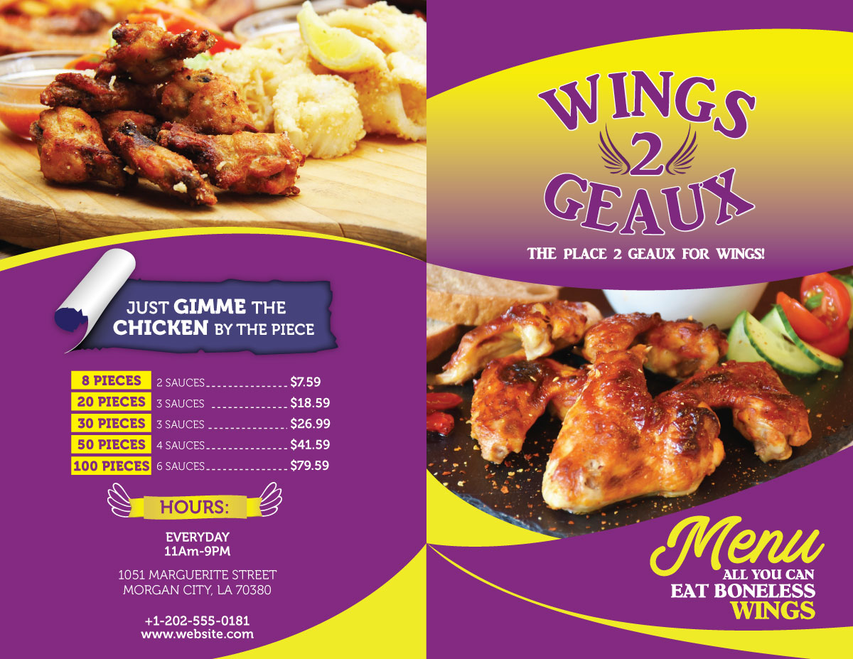 Menu Design by Impressive Solutions for Wings2Geaux | Design #15390859