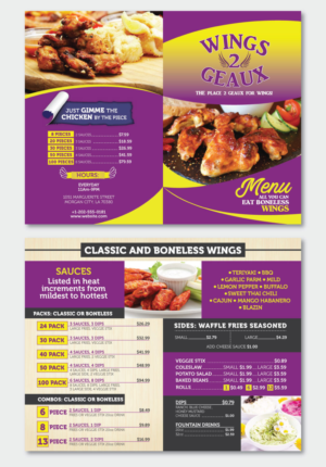 Menu Design by Impressive Solutions for Wings2Geaux | Design: #15390862
