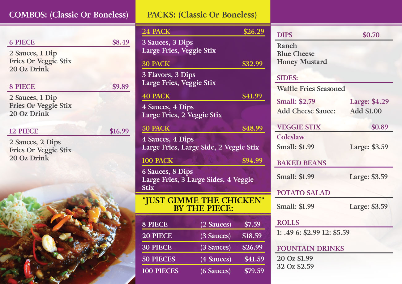 Menu Design by Impressive Solutions for Wings2Geaux | Design #15402844