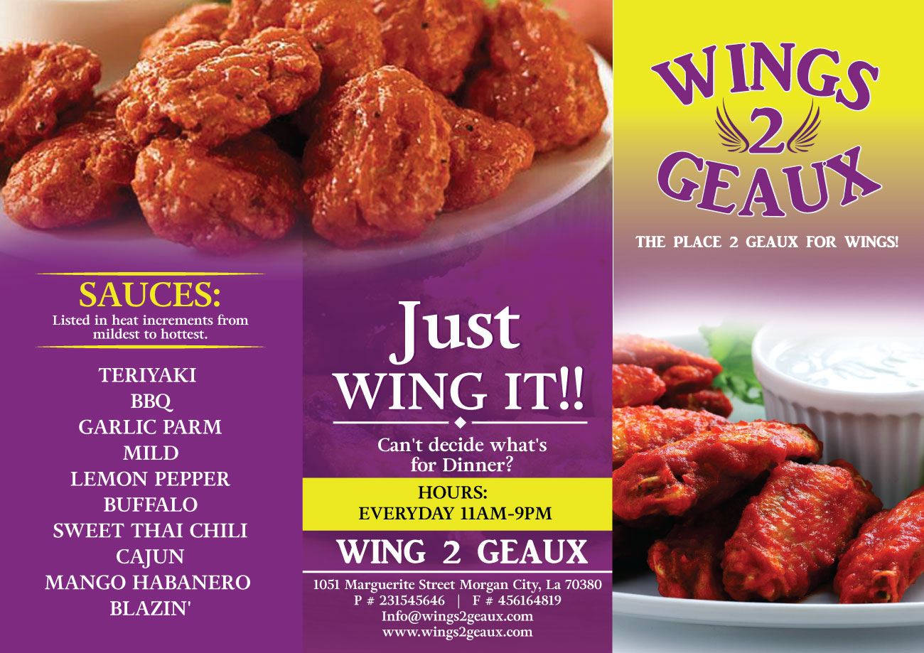 Menu Design by Impressive Sol for Wings2Geaux | Design #15402850