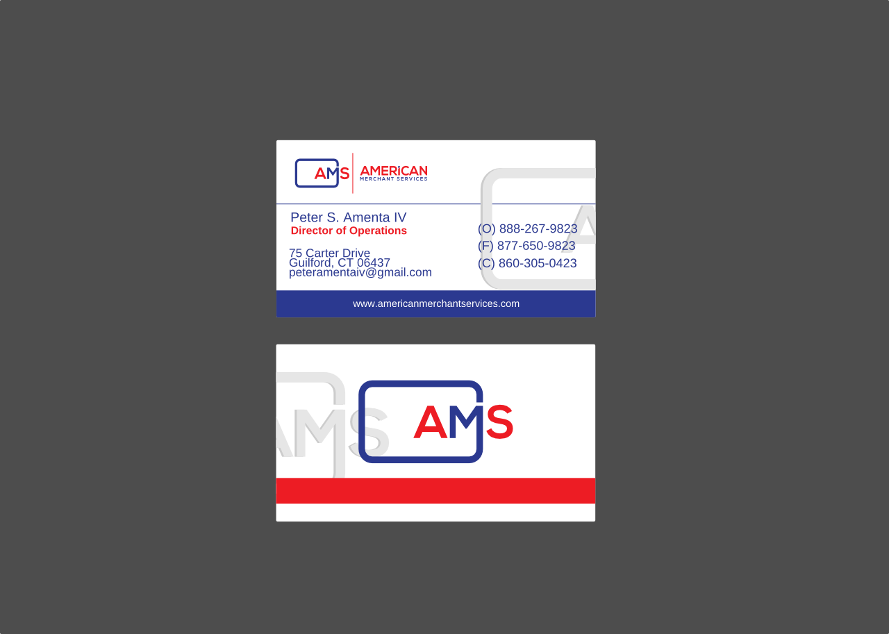 Business Card Design by Gita. for American Merchant Services, LLC | Design #15435622