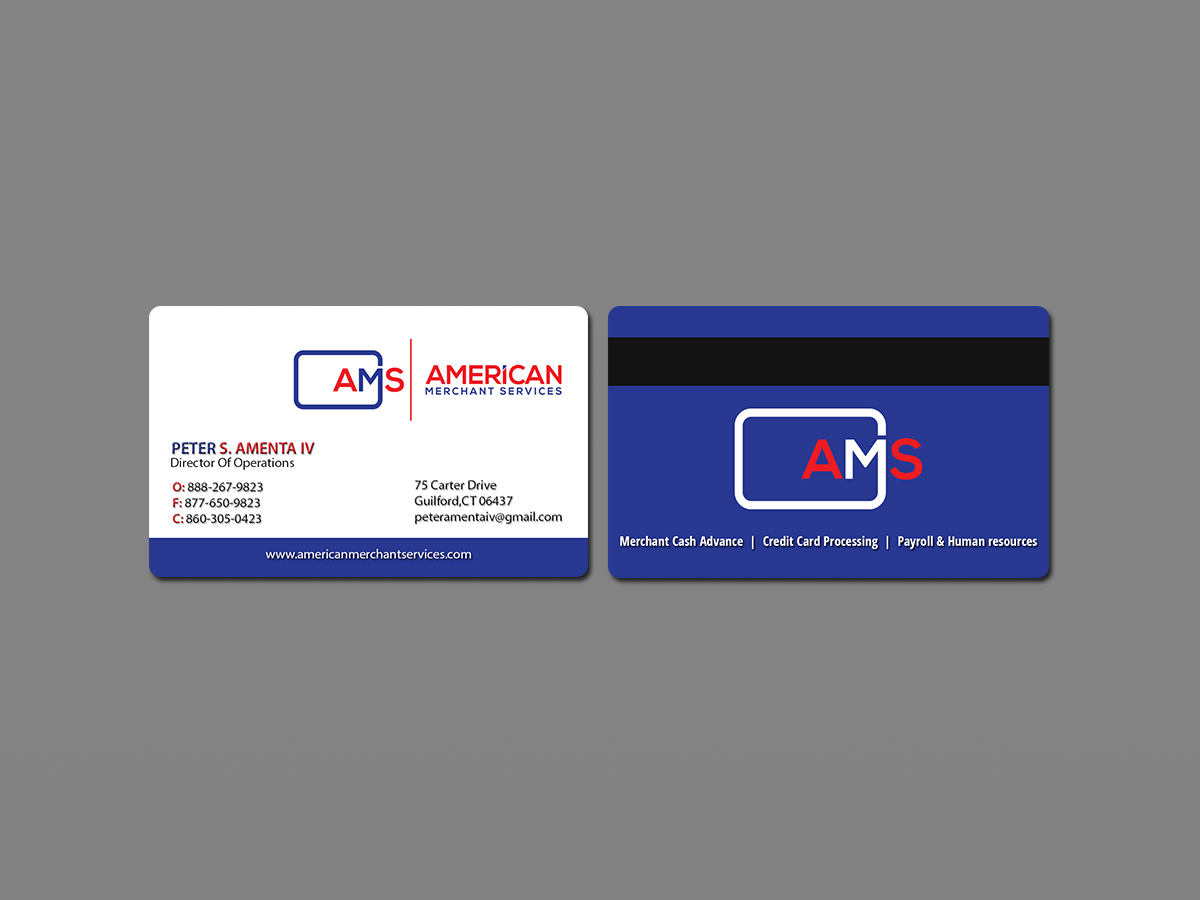 Diseño de Tarjeta de Presentación por Creations Box 2015 para American Merchant Services, LLC | Diseño #15380427