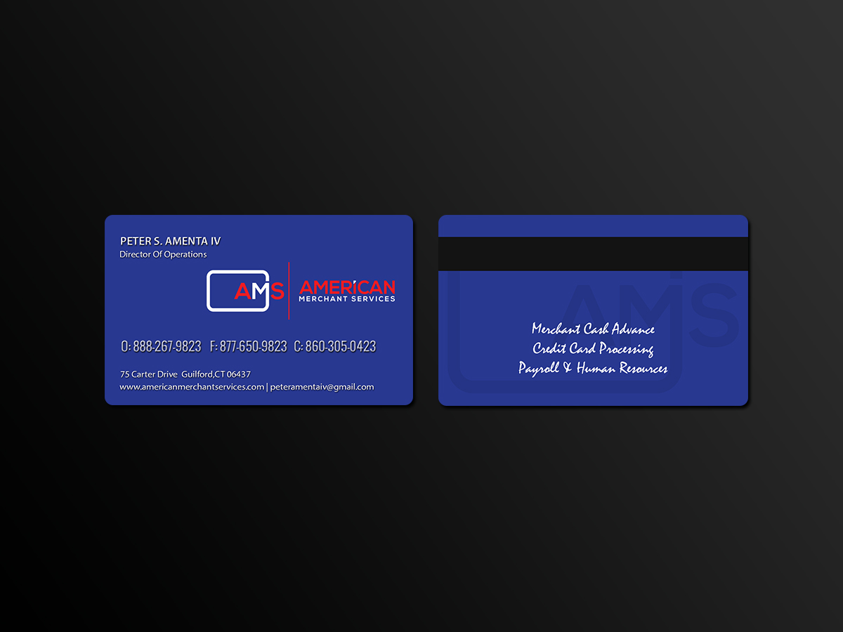 Business Card Design by Creations Box 2015 for American Merchant Services, LLC | Design #15380428