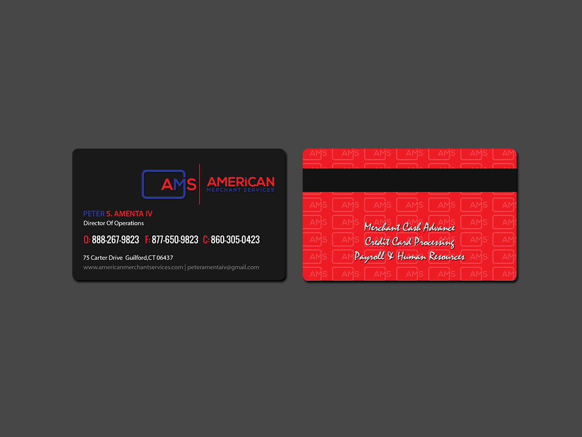 Business Card Design by Creations Box 2015 for American Merchant Services, LLC | Design #15380429
