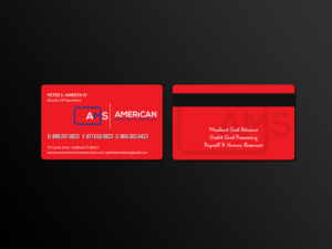 Business Card Design by Creations Box 2015 for American Merchant Services, LLC | Design: #15380430