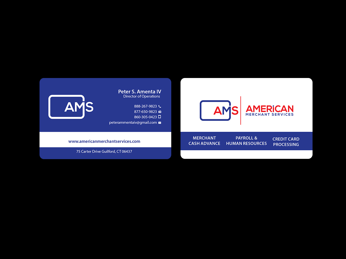 Design de Carte de Visite par Creations Box 2015 pour American Merchant Services, LLC | Design #15382838