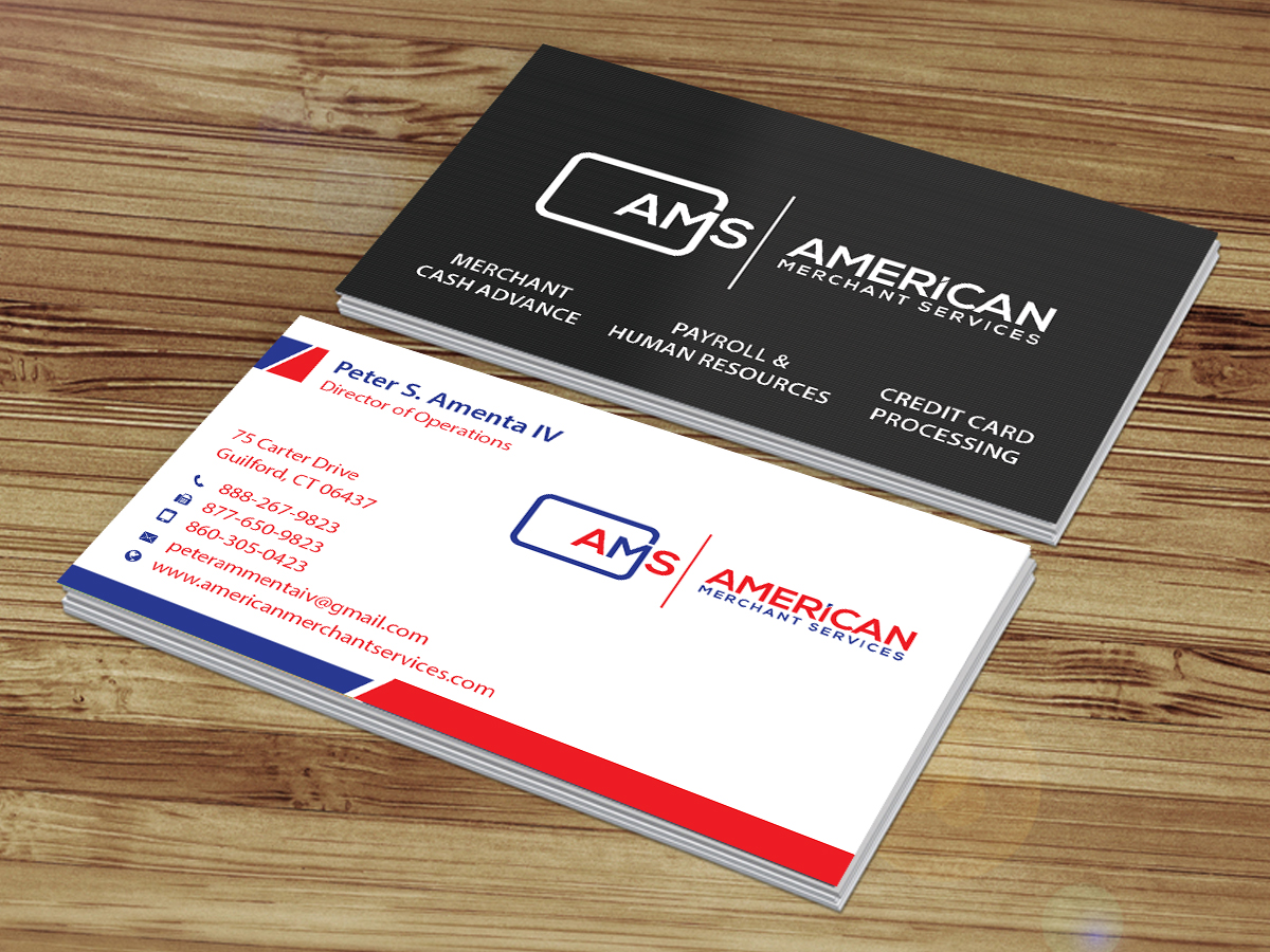 Business Card Design by Creations Box 2015 for American Merchant Services, LLC | Design #15382842