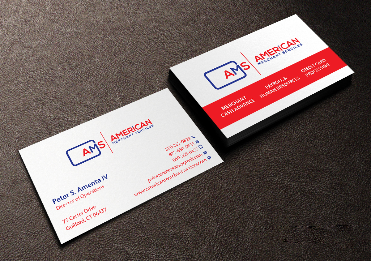 Design de Carte de Visite par Creations Box 2015 pour American Merchant Services, LLC | Design #15382843