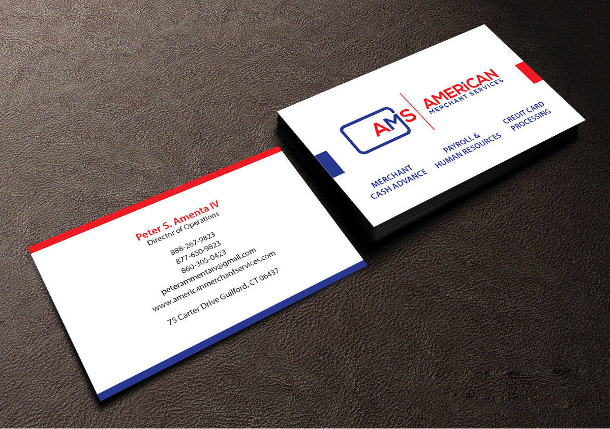 Business Card Design by Creations Box 2015 for American Merchant Services, LLC | Design #15382845