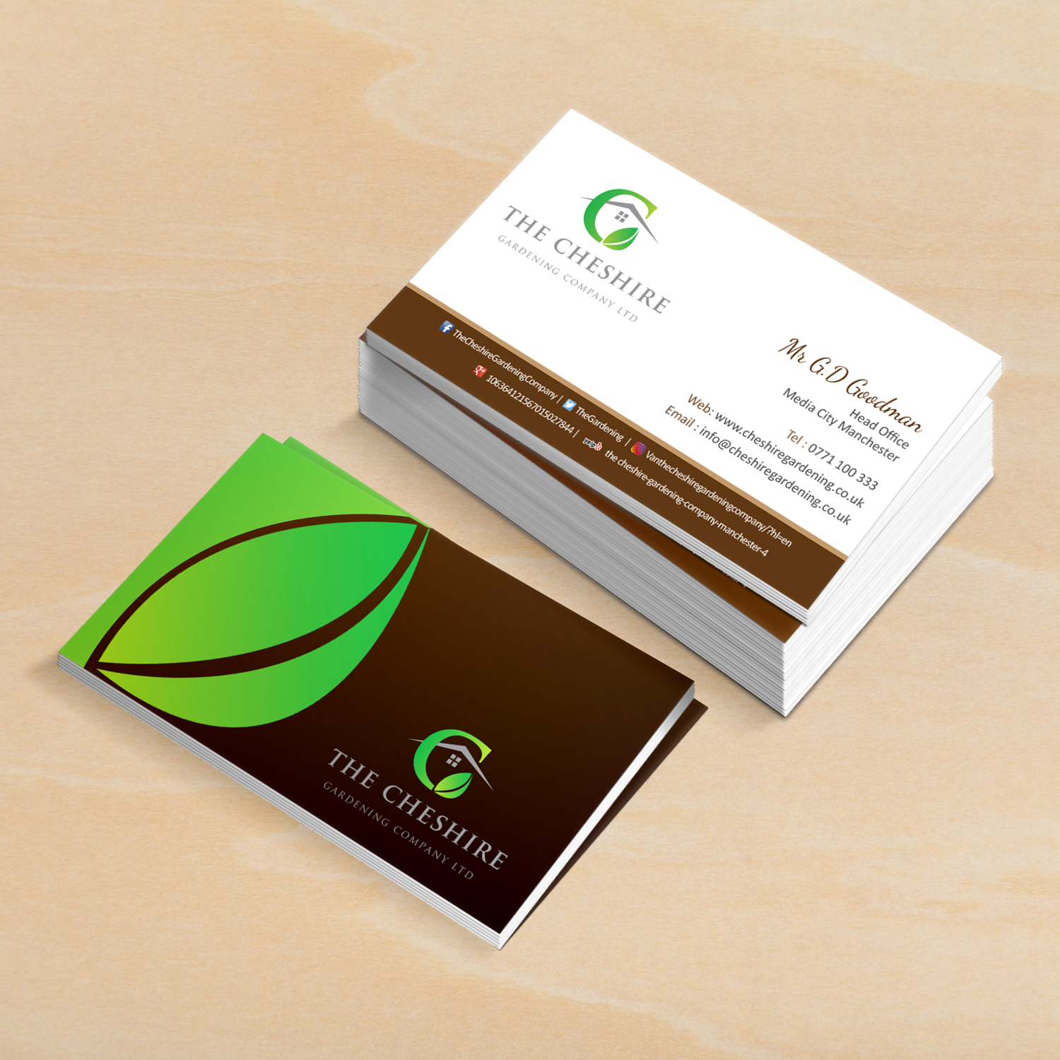 Business Card Design by Creative Jiniya for The Cheshire Gardening Company Ltd | Design #15408699