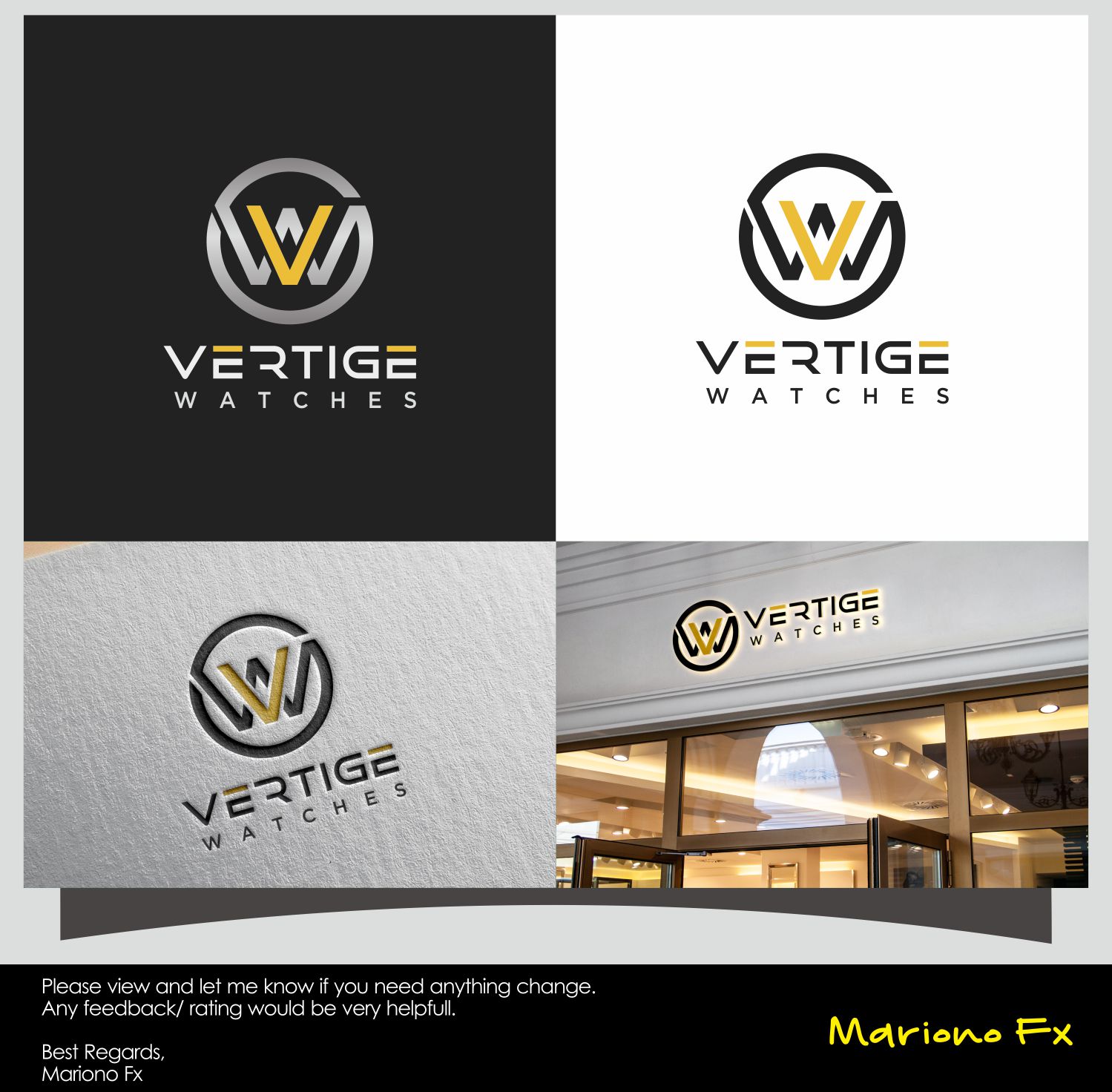 Logo Design by Mariono Fx for Vertige-Watches | Design #15389217