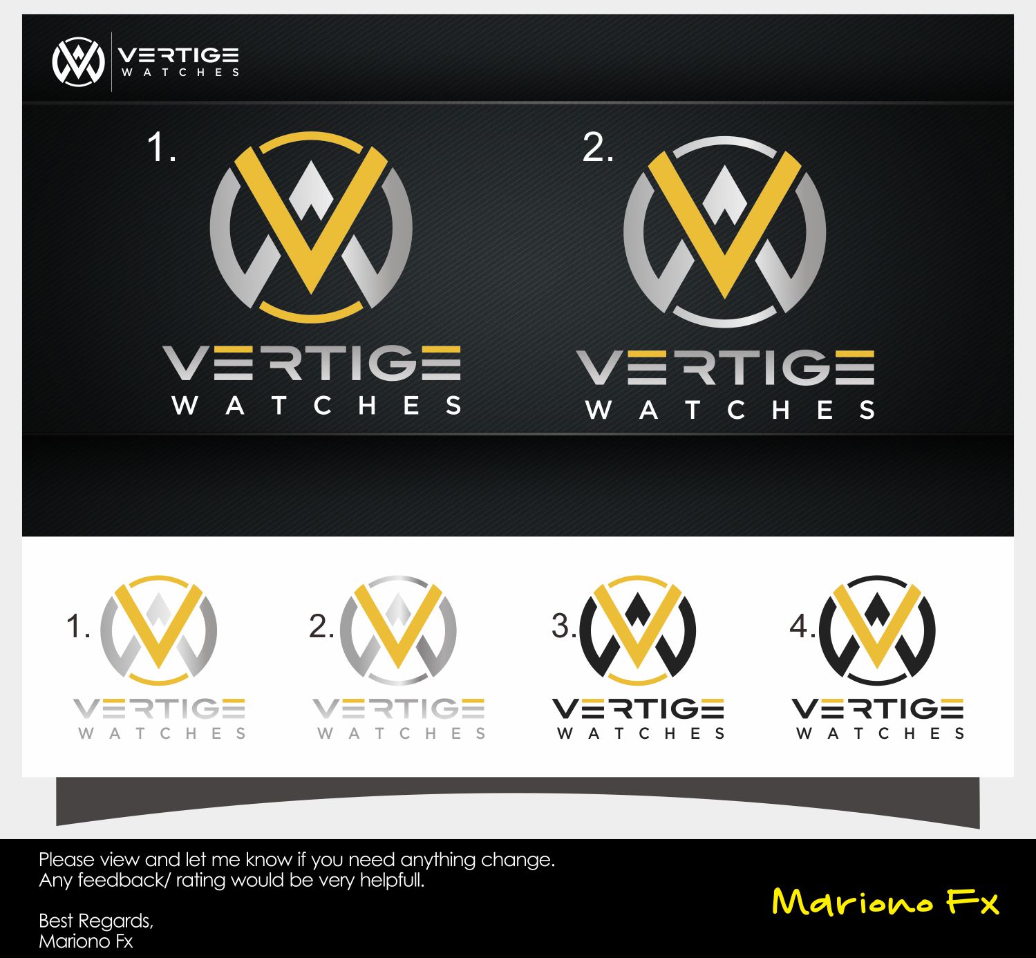 Logo Design by Mariono Fx for Vertige-Watches | Design #15469402