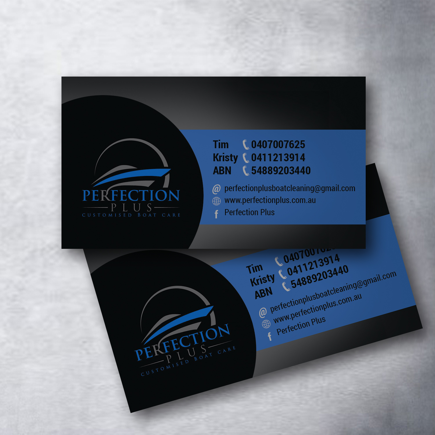Business Card Design by uk for Perfection Plus boat cleaning  | Design #15415564